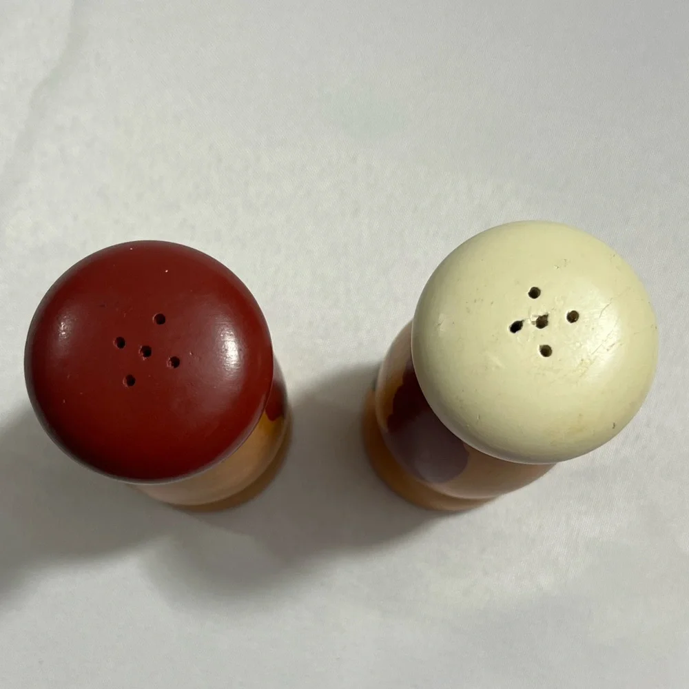 Vintage S&P Salty & Peppy Wooden Shakers MCM Handpainted
